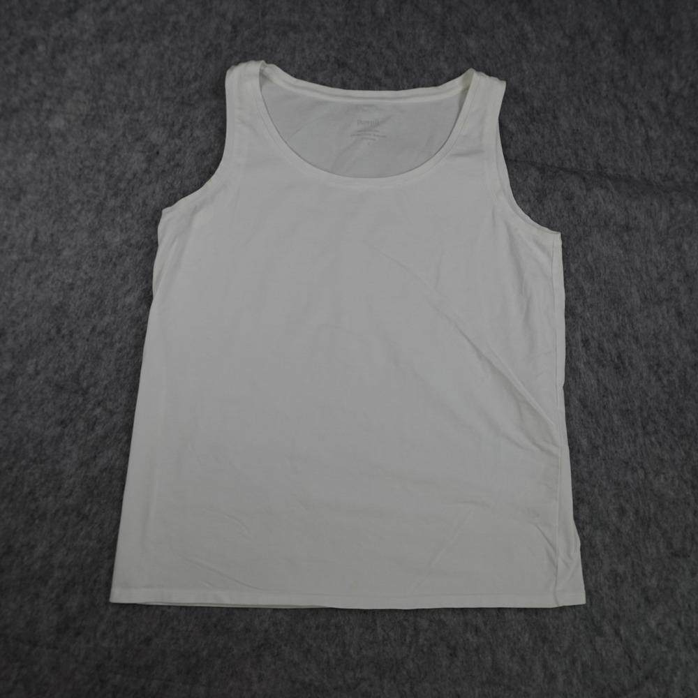J Jill Tank Women Small White Easy Tank Pima Cotton Spandex Stretch Scoop Neck